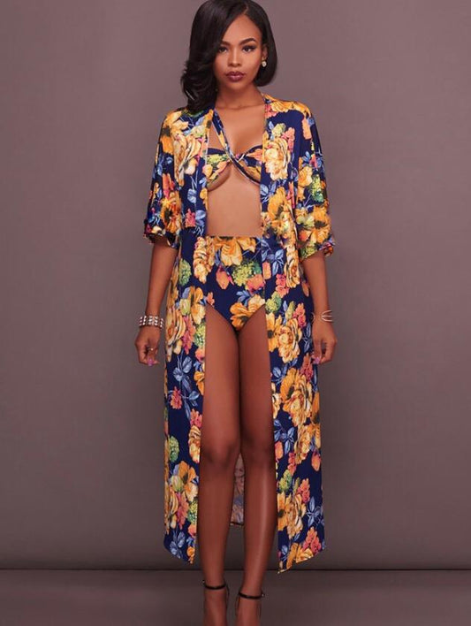 Floral Three Piece Swimsuit