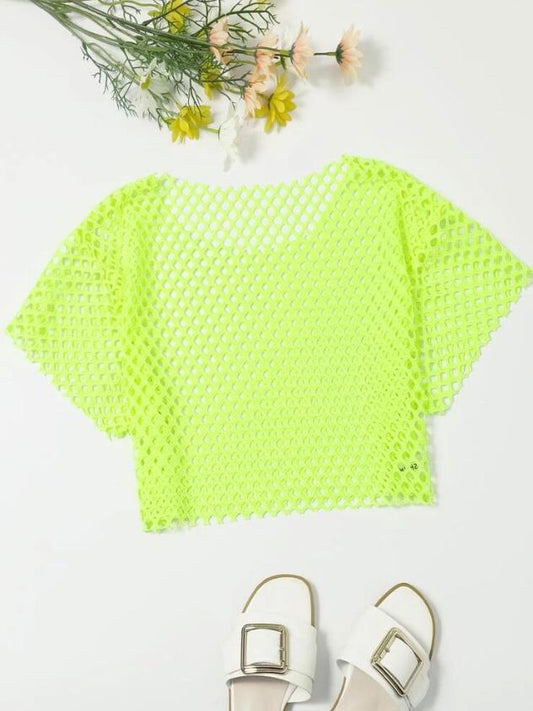 Fishnet Crop Top ( Neon Green)