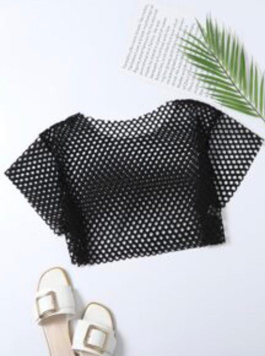 Fishnet Crop Top ( Black)